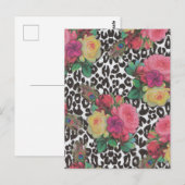  elegante bloemen cheetah pauw floral briefkaart (Voorkant / Achterkant)