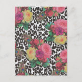  elegante bloemen cheetah pauw floral briefkaart (Voorkant)