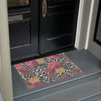elegante bloemen cheetah pauw floral cl deurmat