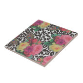 elegante bloemen cheetah pauw floral tegeltje (Zijkant)
