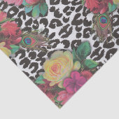 elegante bloemen cheetah pauw floral tissuepapier (Detail)