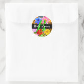 Elegante Bloemen: Chic Stijlvolle Monogram Script Ronde Sticker (Tas)