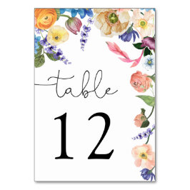 Elegante Bloemen Chique Bruiloft Tafel Nummer Kaart
