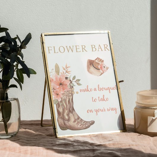 Elegante Bloemen Cowboy Boots Flower Bar Poster Si