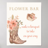 Elegante Bloemen Cowboy Boots Flower Bar Poster Si (Voorkant)