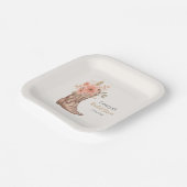 Elegante Bloemen Cowboy Laarzen Cowgirl Vrijgezell Papieren Bordje (Gebogen)