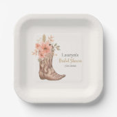Elegante Bloemen Cowboy Laarzen Cowgirl Vrijgezell Papieren Bordje (Voorkant)