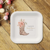 Elegante Bloemen Cowboy Laarzen Cowgirl Vrijgezell Papieren Bordje