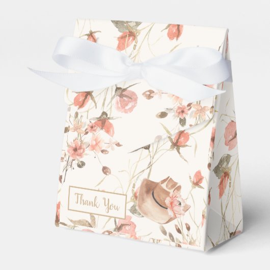 Elegante Bloemen Cowgirl Vrijgezellenfeest Favorie Bedankdoosjes (Voorkant Zijde)