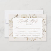 Elegante  Bloemen Cream Maaltijd Keuze Bruiloft RSVP Kaartje (Voorkant)