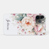 Elegante Bloemen Custom Naam Modern Case-Mate iPhone Case (Achterkant (horizontaal))
