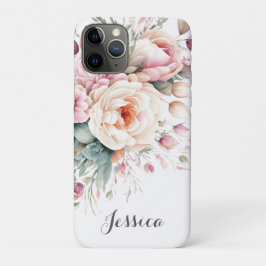 Elegante Bloemen Custom Naam Modern Case-Mate iPhone Case