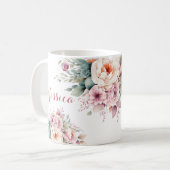 Elegante Bloemen Custom Naam Modern Koffiemok (Voorkant links)