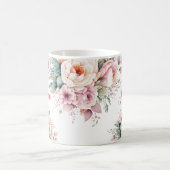 Elegante Bloemen Custom Naam Modern Koffiemok (Center)