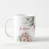 Elegante Bloemen Custom Naam Modern Koffiemok (Links)