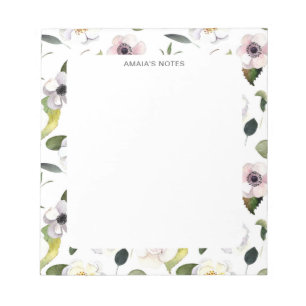 Elegante Bloemen Custom Naam Notitieblok