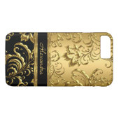 Elegante Bloemen Damask Zwart en Goud 3 Case-Mate iPhone Case (Achterkant (Horizontaal))