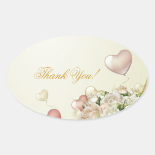 Elegante bloemen dank u bruiloft stickers