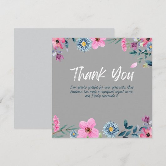 Elegante Bloemen Dank u KAART (Voorkant / Achterkant)