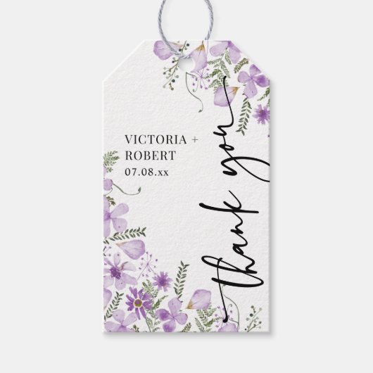 Elegante Bloemen Dank u Trouwgunst Label Cadeaulabel (Voorkant)