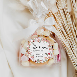 Elegante Bloemen Dank u Trouwgunst Sticker