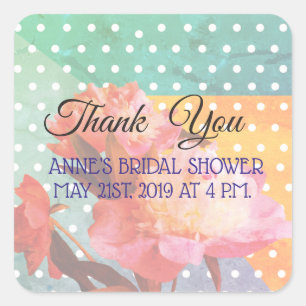 Elegante Bloemen, Dank u, Vrijgezellenfeest Sticke Vierkante Sticker