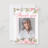 Elegante Bloemen Dankkaart voor Herdenkingsdienst Bedankkaart (Voorkant)
