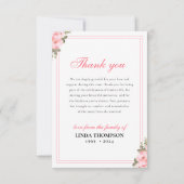 Elegante Bloemen Dankkaart voor Herdenkingsdienst Bedankkaart (Achterkant)