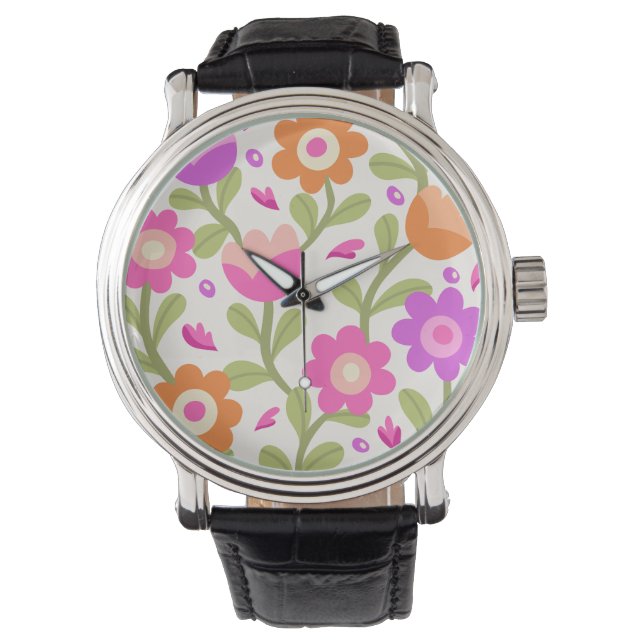 Elegante Bloemen Design – Mooi &  Horloge (Voorkant)