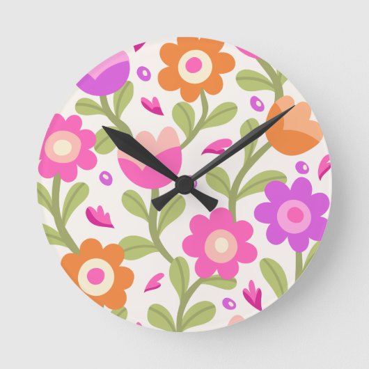 Elegante Bloemen Design – Mooi &  Ronde Klok (Voorkant)