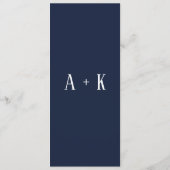 Elegante bloemen donkerblauw, Bruiloftsprogramma Programmakaart (Achterkant)