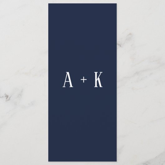 Elegante bloemen donkerblauw, Bruiloftsprogramma Programmakaart (Achterkant)