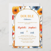 Elegante Bloemen dubbele gezamenlijke verjaardag v Kaart (Voorkant)