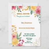 Elegante Bloemen Dubbele Naam Bruids Douche Uitnod Kaart (Voorkant)