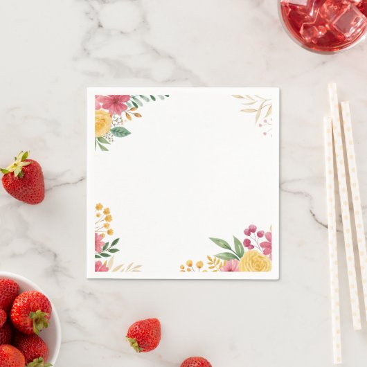 Elegante Bloemen Dubbele Naam Bruidspapier Servet (Insitu)