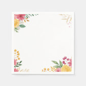 Elegante Bloemen Dubbele Naam Bruidspapier Servet (Voorkant)