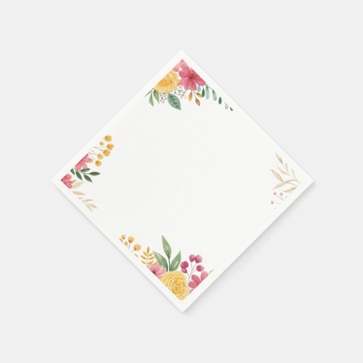 Elegante Bloemen Dubbele Naam Bruidspapier Servet (Hoek)