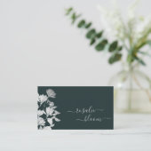 Elegante bloemen Eenvoudig bloemenpatroon Donkergr Visitekaartje (Staand voorkant)