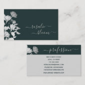 Elegante bloemen Eenvoudig bloemenpatroon Donkergr Visitekaartje (Voorkant / Achterkant)