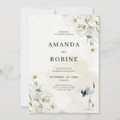 Elegante Bloemen Eenvoudige bruiloft Kaart (Voorkant)