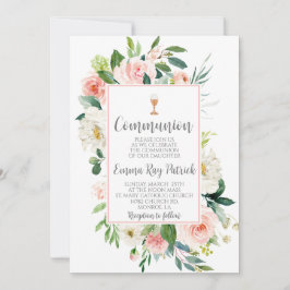 Elegante Bloemen Eerste Communie Kaart