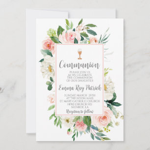 Elegante Bloemen Eerste Communie Kaart