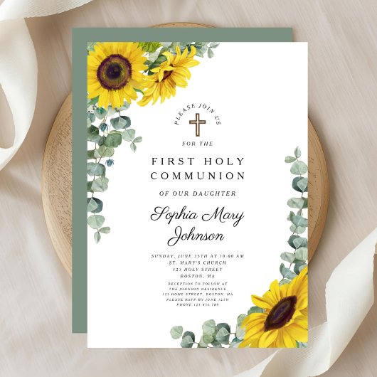 Elegante Bloemen Eerste Heilige Communie Kaart