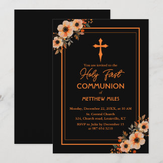 Elegante bloemen eerste katholieke communie kaart