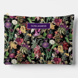 Elegante bloemen en bladeren zwart bloemenpatroon etui