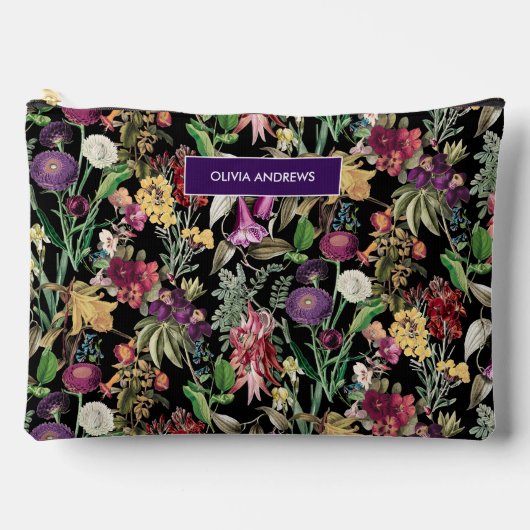 Elegante bloemen en bladeren zwart bloemenpatroon etui (Voorkant)