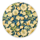 Elegante bloemen en blauw keramische knop (Voorkant)