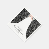 Elegante bloemen en bruid op zwarte bruidsdouche servet (Hoek)