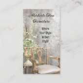 Elegante Bloemen en Fancy Stoel Verticaal Visitekaartje (Voorkant)