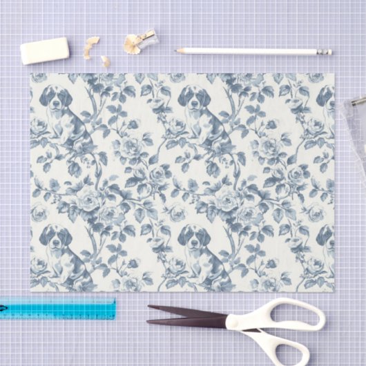 Elegante bloemen- en hondentoilet decoupage kunst tissuepapier (Craft)
